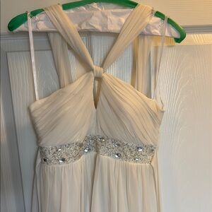 Elegant white short Gown with Silver Embellishments